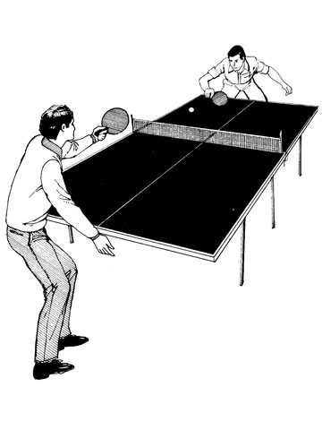 Playing Table Tennis Coloring Page